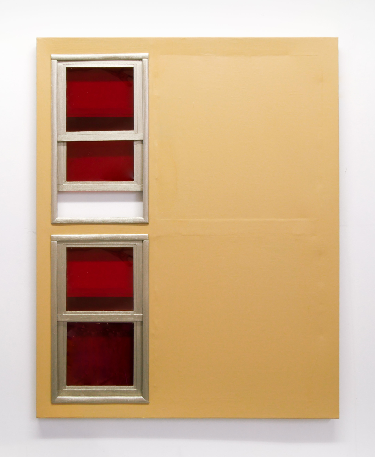porte beige fenêtre rouge — Charlotte Houette, Artiste